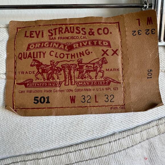 Vintage LEVI'S 501 Cream Jeans - Picture 3 of 13